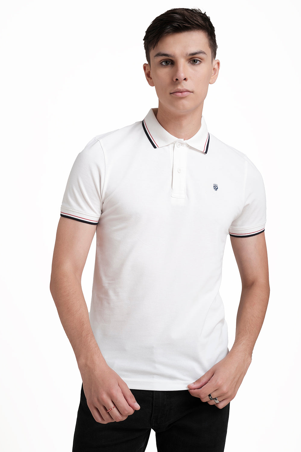 Slim Fit Premium Cotton pique polo plain T-shirt with Tipping design Collar Details & high build logo print