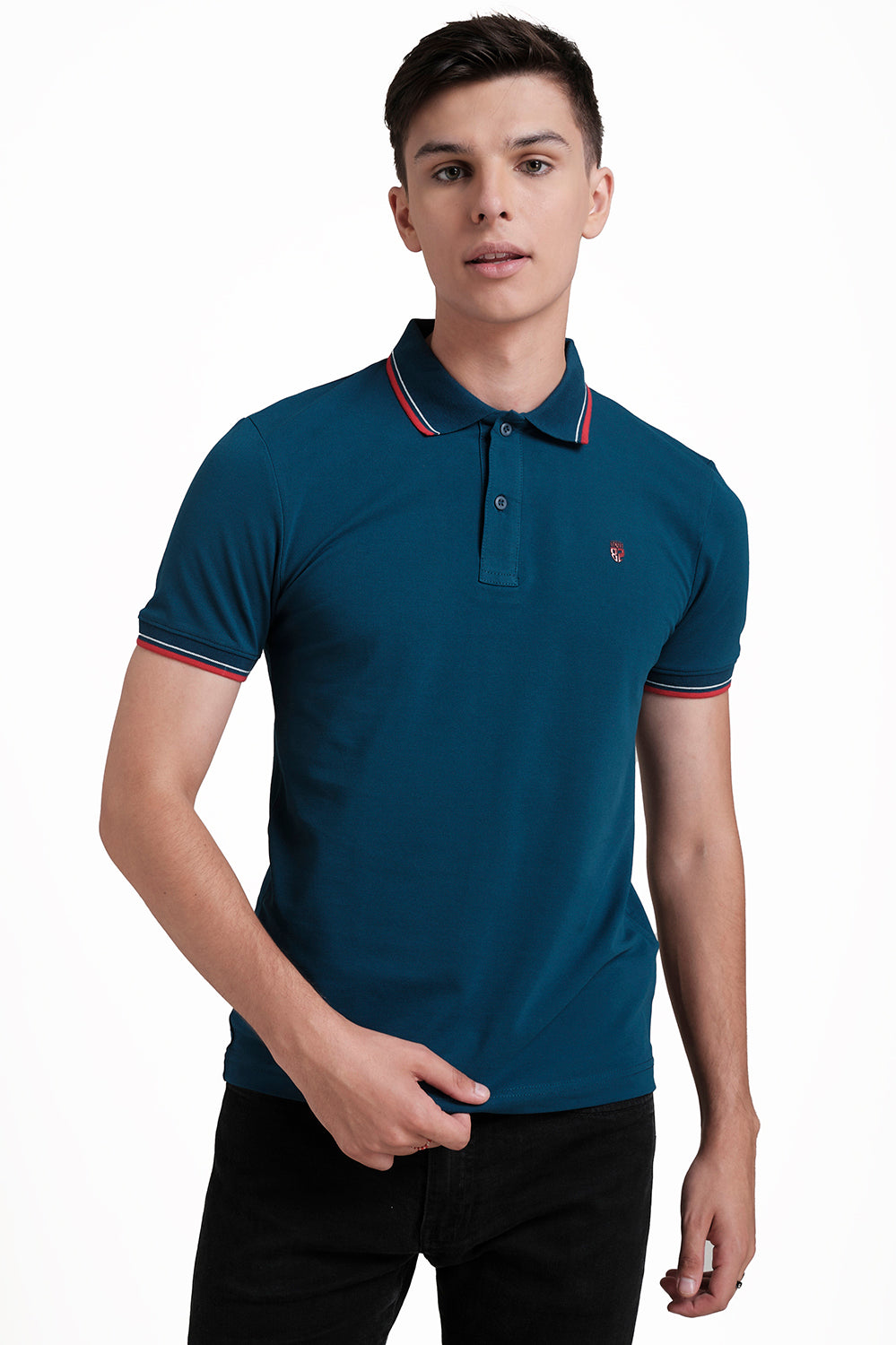 Slim Fit Premium Cotton pique polo plain T-shirt with Tipping design Collar Details & high build logo print