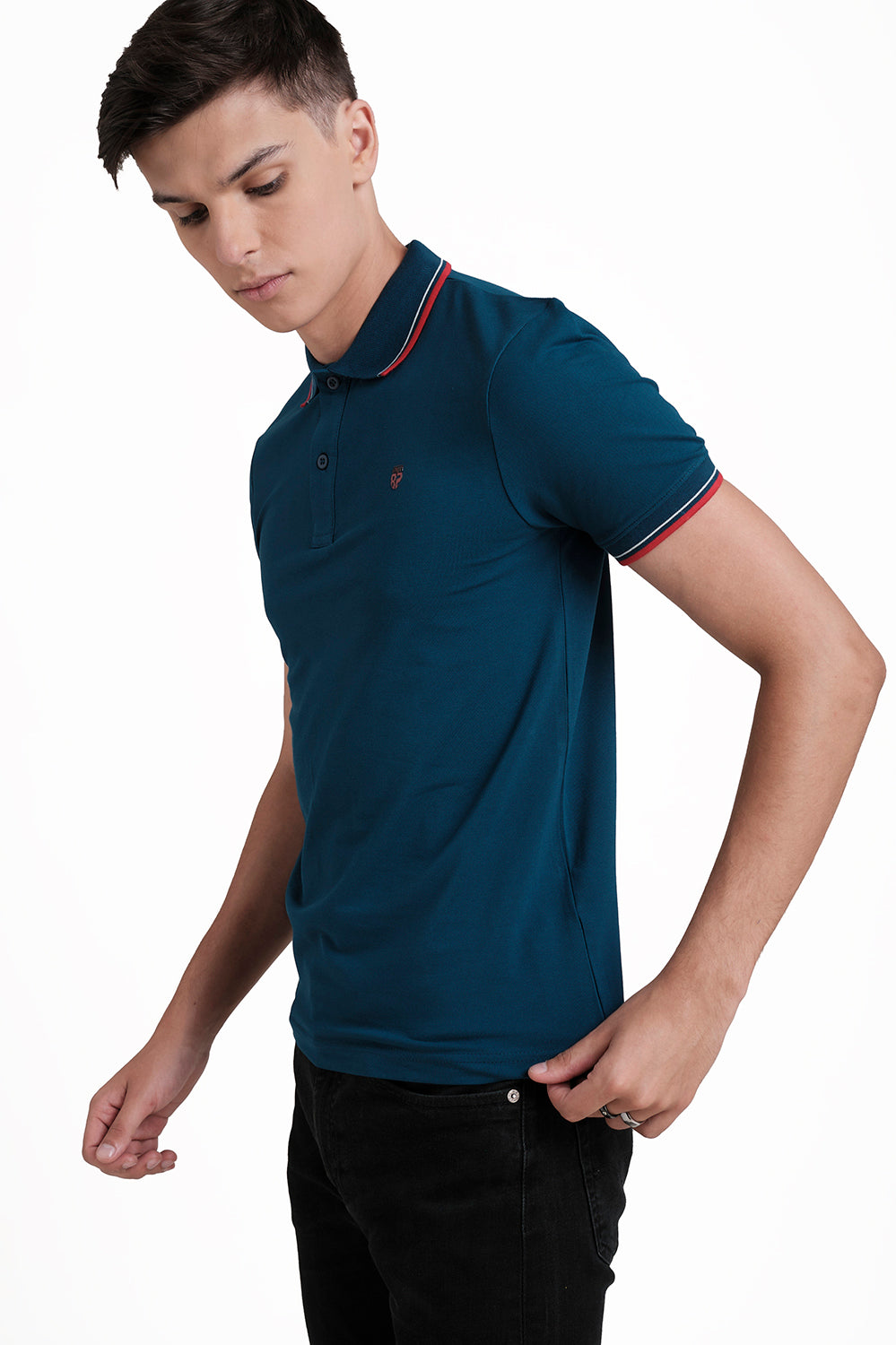 Slim Fit Premium Cotton pique polo plain T-shirt with Tipping design Collar Details & high build logo print