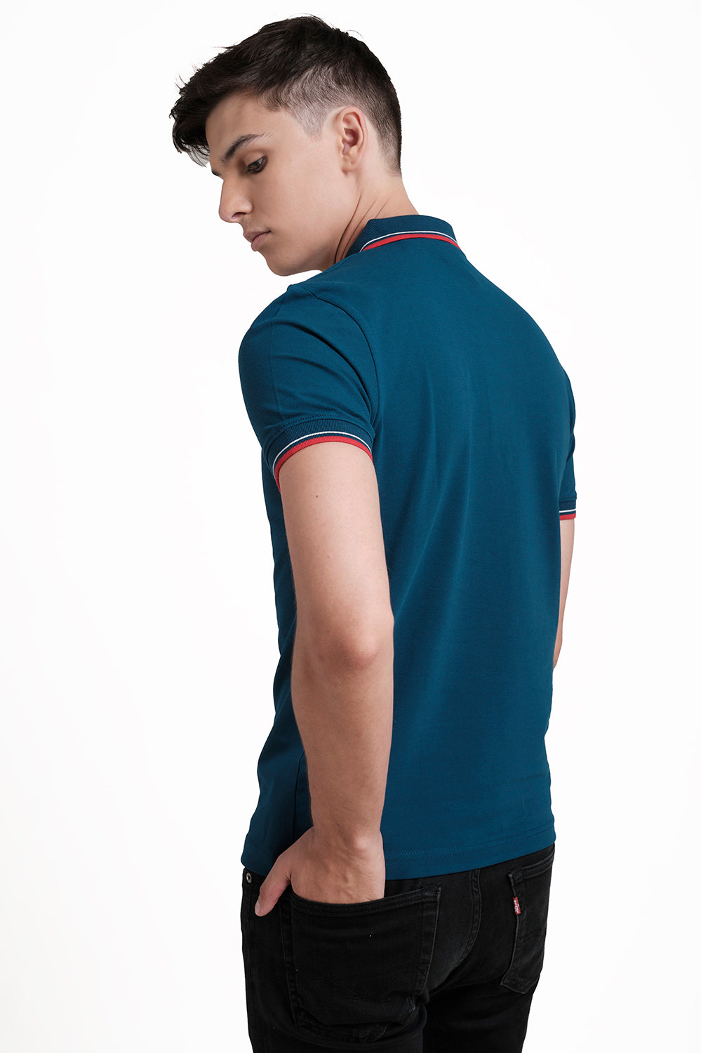 Slim Fit Premium Cotton pique polo plain T-shirt with Tipping design Collar Details & high build logo print