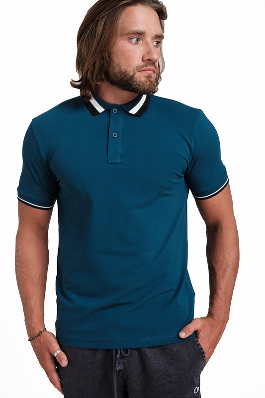 Slim Fit Premium Cotton pique polo plain T-shirt with Tipping design Collar Details