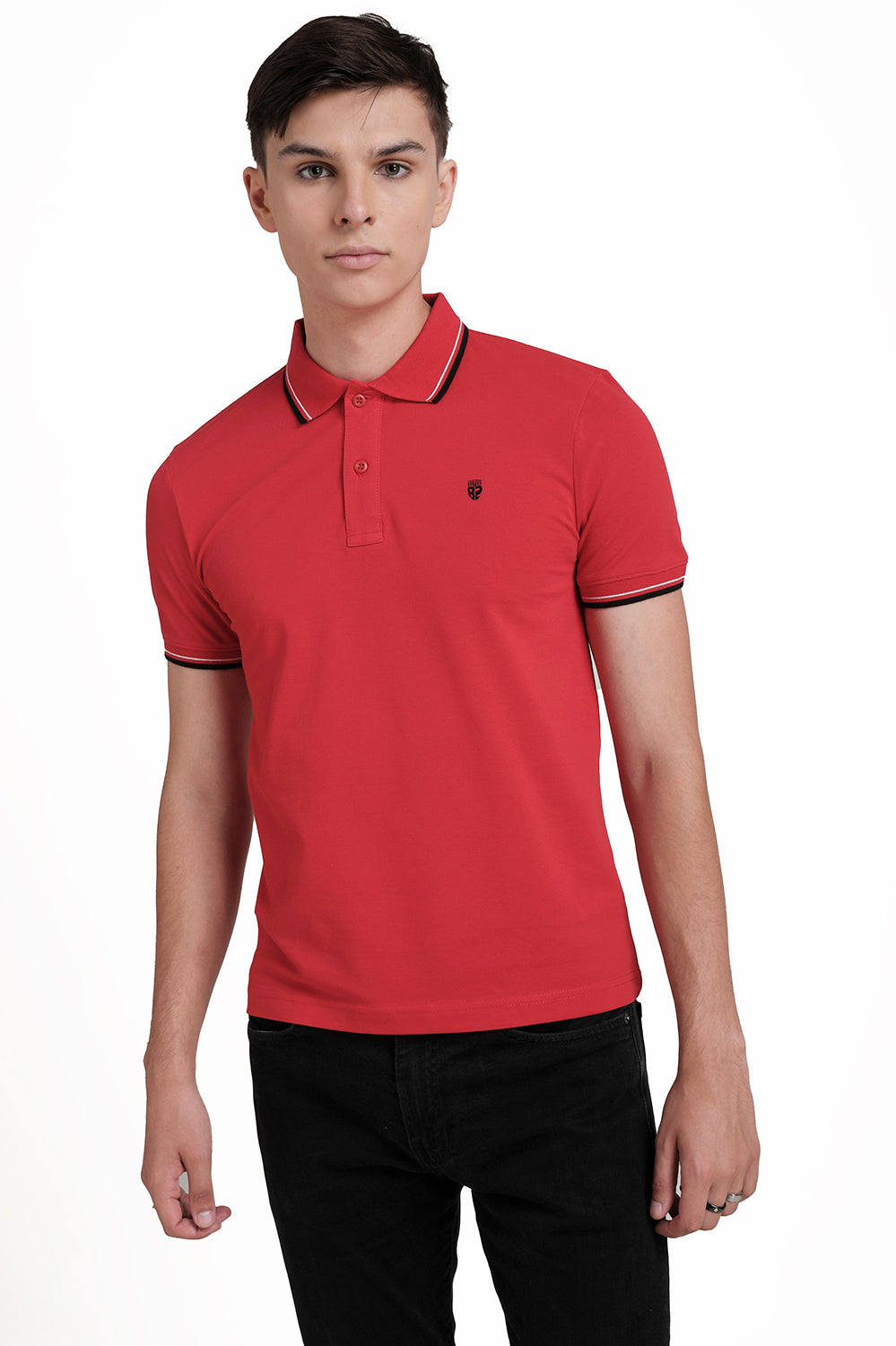 Slim Fit Premium Cotton pique polo plain T-shirt with Tipping design Collar Details & high build logo print