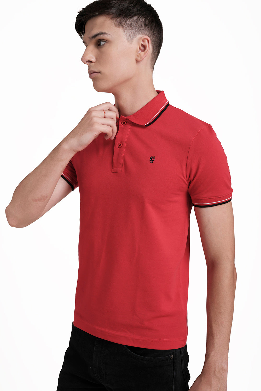 Slim Fit Premium Cotton pique polo plain T-shirt with Tipping design Collar Details & high build logo print