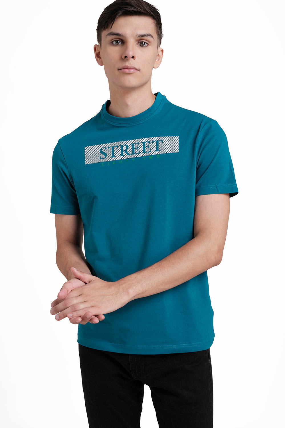 STREET EIGHTY TWO Front High Build & Rubber Print,Solid single jersey T-shirt