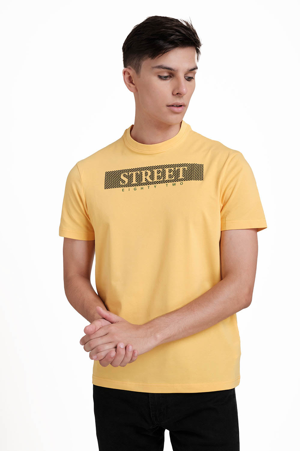 STREET EIGHTY TWO Front High Build & Rubber Print,Solid single jersey T-shirt