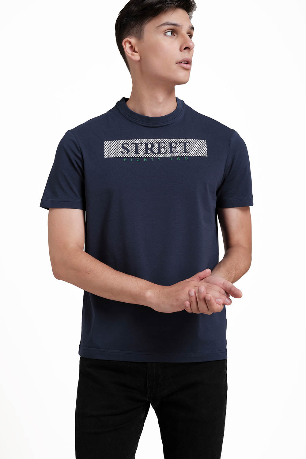 STREET EIGHTY TWO Front High Build & Rubber Print,Solid single jersey T-shirt