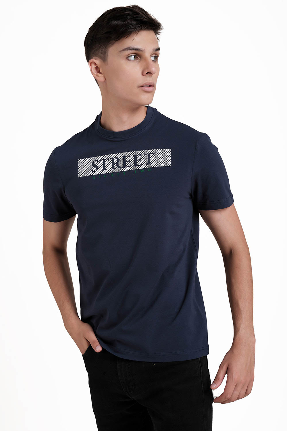 STREET EIGHTY TWO Front High Build & Rubber Print,Solid single jersey T-shirt