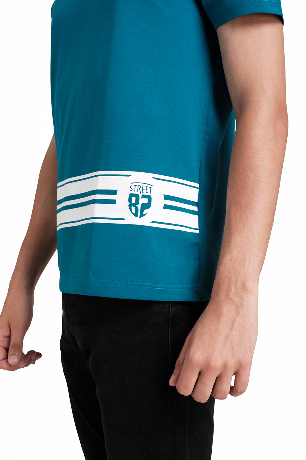 SOLID SINGLE JERSEY T-shirt, Front bottom Rubber Print.