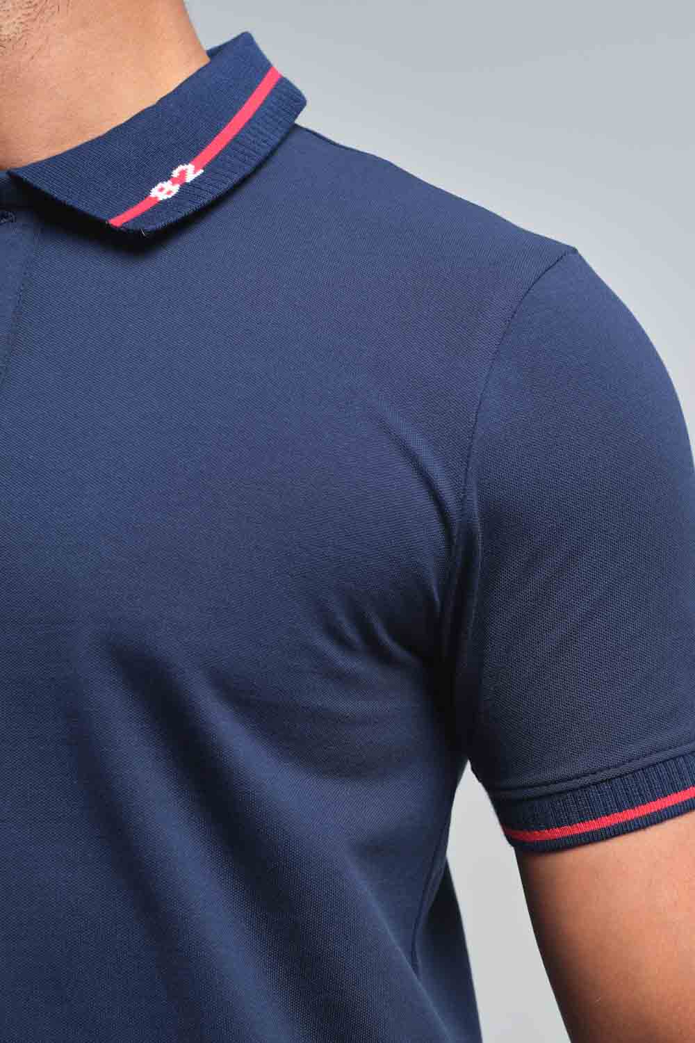 Plain premium cotton with 82 knitted collar, Slim fit polo T-shirt