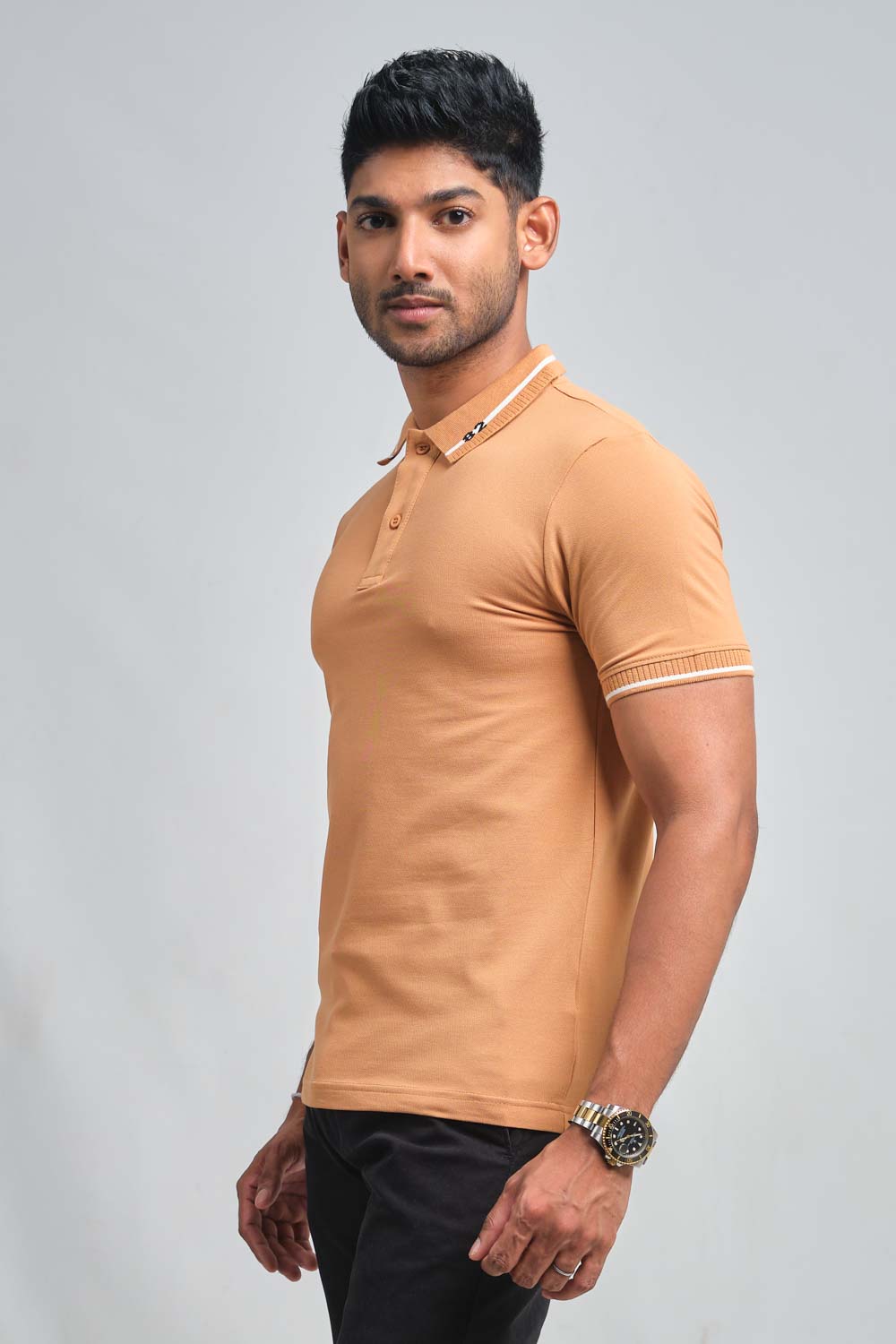 Plain premium cotton with 82 knitted collar, Slim fit polo T-shirt