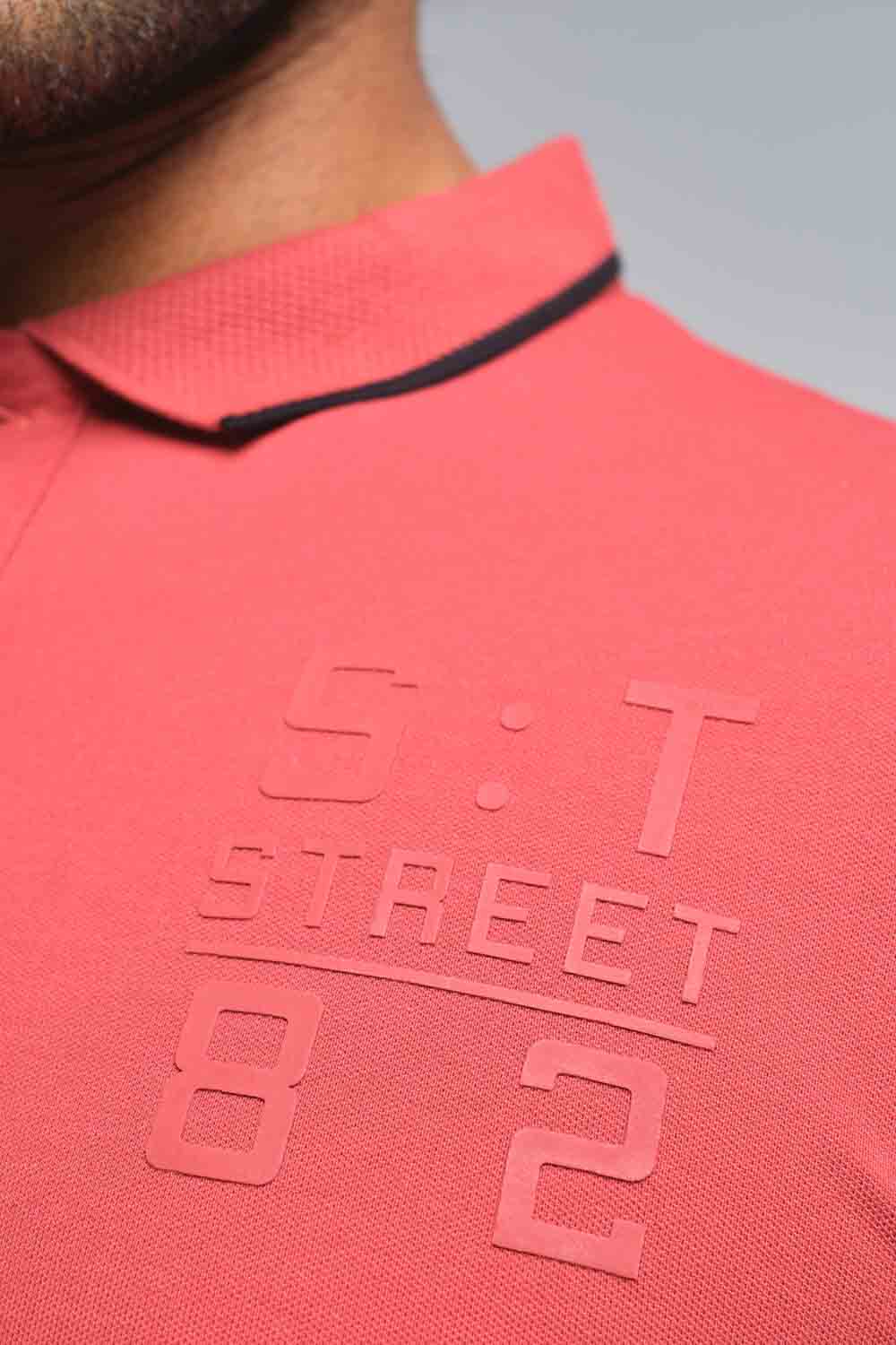 Right chest large ST82 silicon print - Luxury Premium cotton, Slim fit polo T-shirt