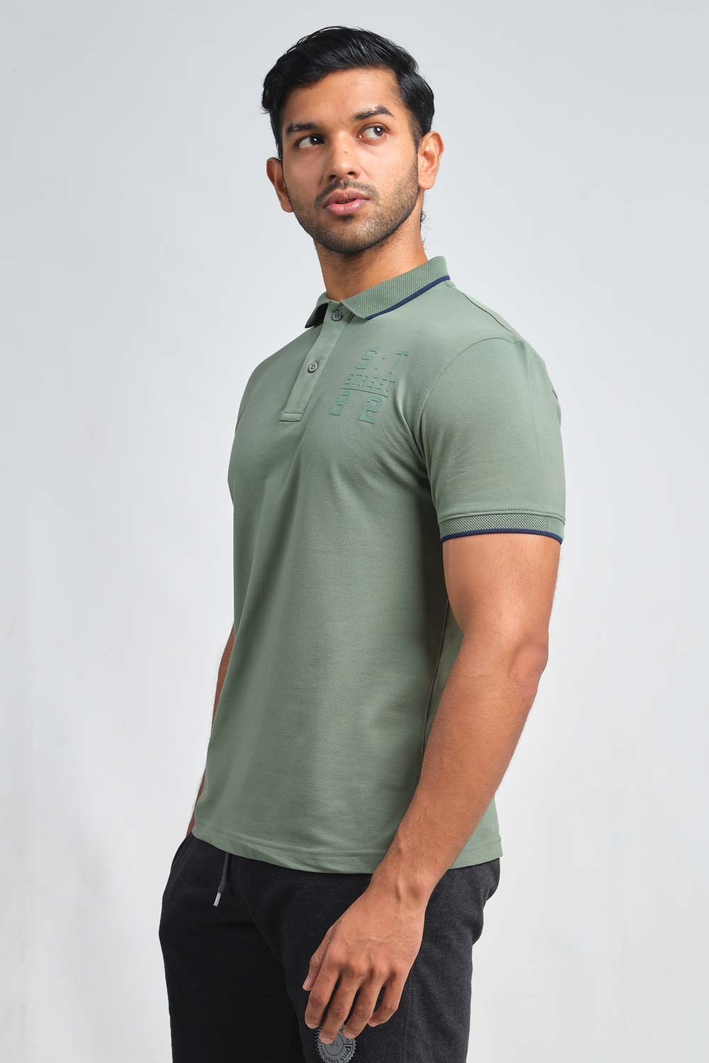 Right chest large ST82 silicon print - Luxury Premium cotton, Slim fit polo T-shirt