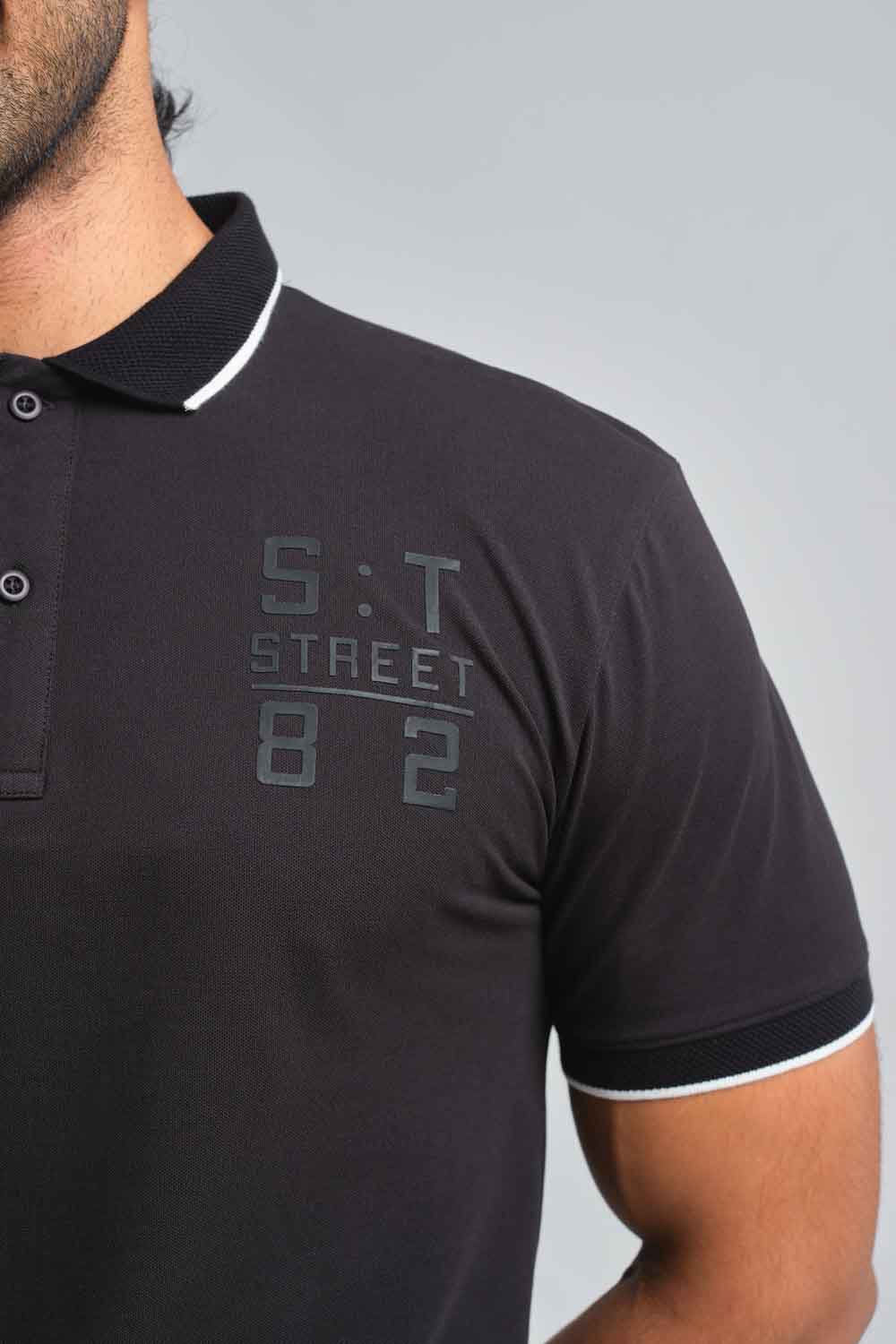 Right chest large ST82 silicon print - Luxury Premium cotton, Slim fit polo T-shirt