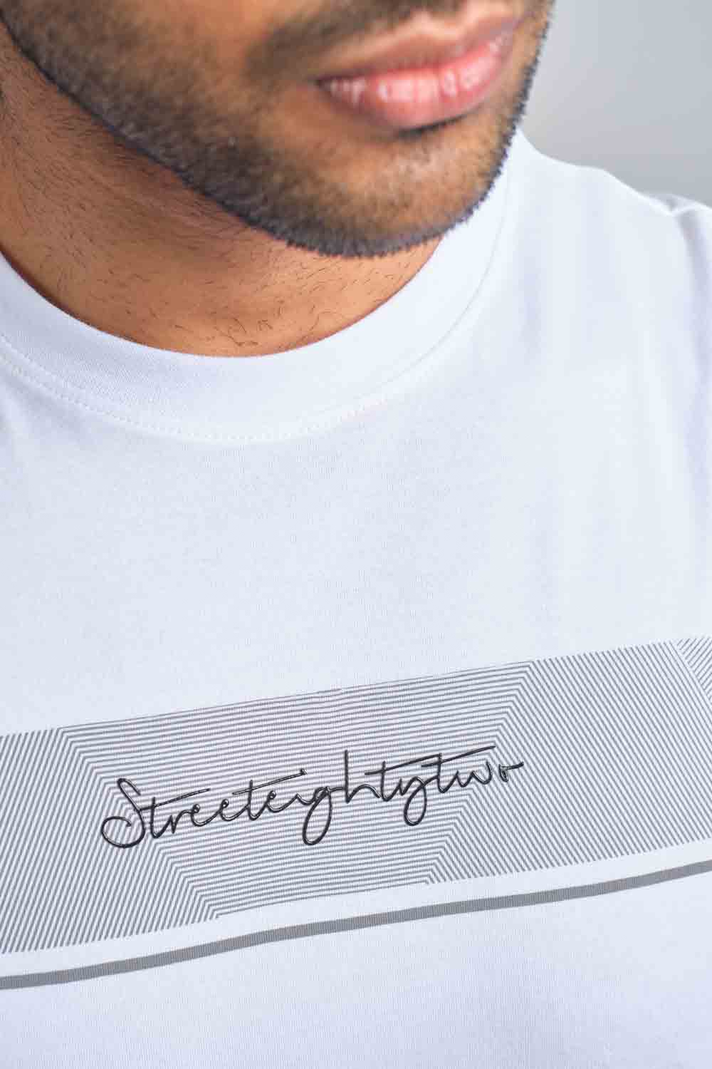 STREET82 signature logo - high build silicon and rubber print in front, solid single jersey T-shirt