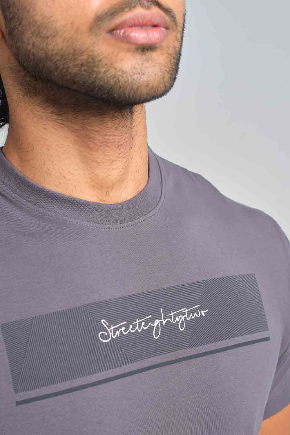 STREET82 signature logo - high build silicon and rubber print in front, solid single jersey T-shirt