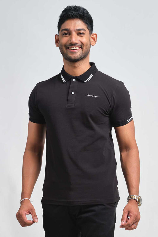 Plain premium cotton with signature logo embroidery in chest, Slim fit polo T-shirt